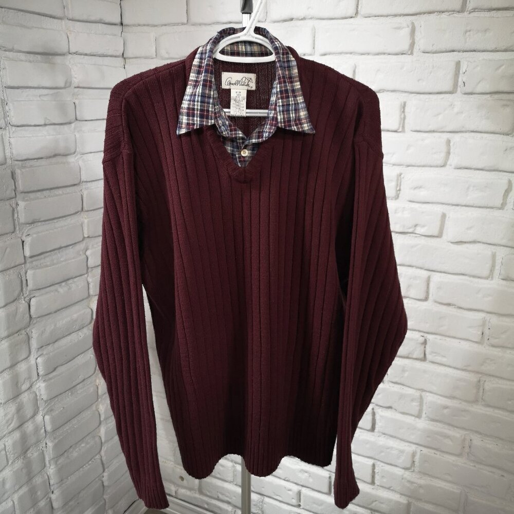Arnold Palmer Men's Size Medium Burgundy V-neck Sweater w/ Insert